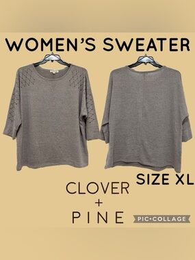 Womens Clothes CLOVER + PINE Rhinestone Embellished Purple Sweater Size XL